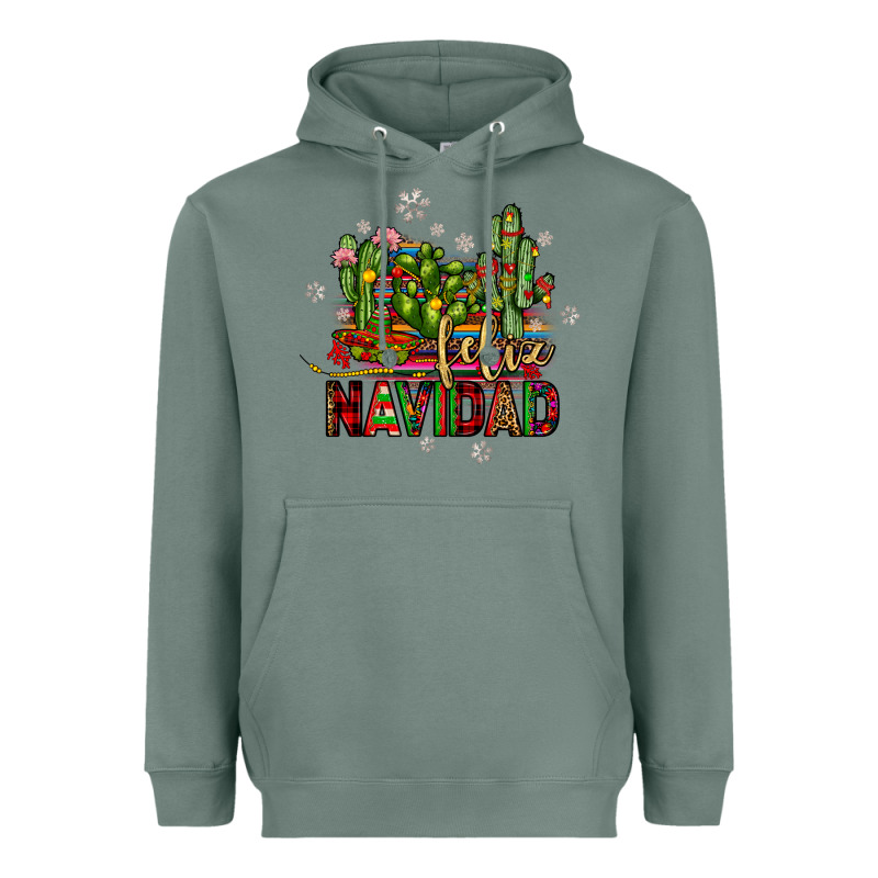 Feliz Navidad Cactus Heavyweight Hoodie by JahusDesignShop | Teevron