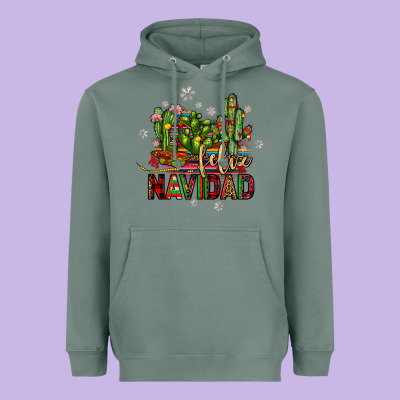 Feliz Navidad Cactus Heavyweight Hoodie Designed By Jahusdesignshop