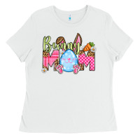 White Easter Day Bunny mom Ladies Tee - OliviaCreatesArt