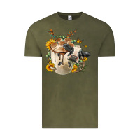 Vintage Olive Black And White Cow Coffee cup Vintage Tee - FaDigitalArtStudio