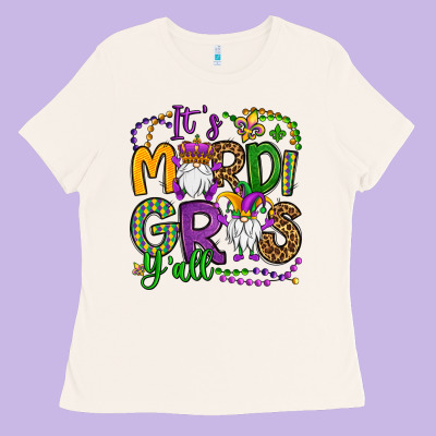 It's Mardi Gras Y'all Gnomes Ladies Tee Designed By Oliviacreatesart
