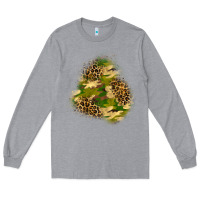 Heather Grey camouflage and leopard patch  3 Long Sleeve Tee - BundleAndBundleShop