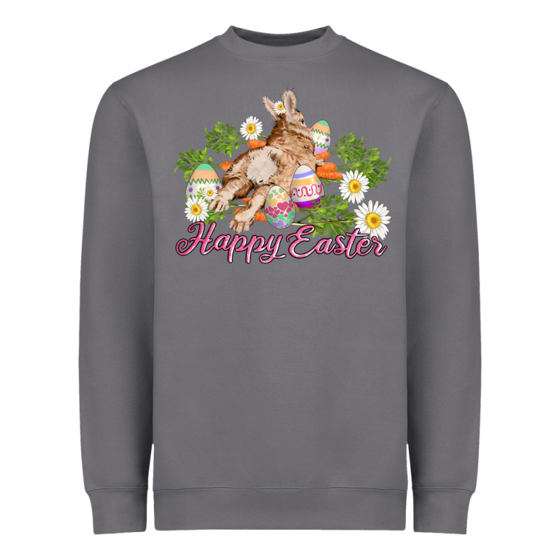 Easter Bunny With Carrots And Daisy Heavyweight Sweatshirt by AdoDesignShop | Teevron