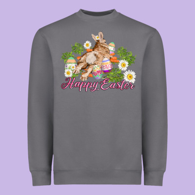 Easter Bunny With Carrots And Daisy Heavyweight Sweatshirt Designed By Adodesignshop