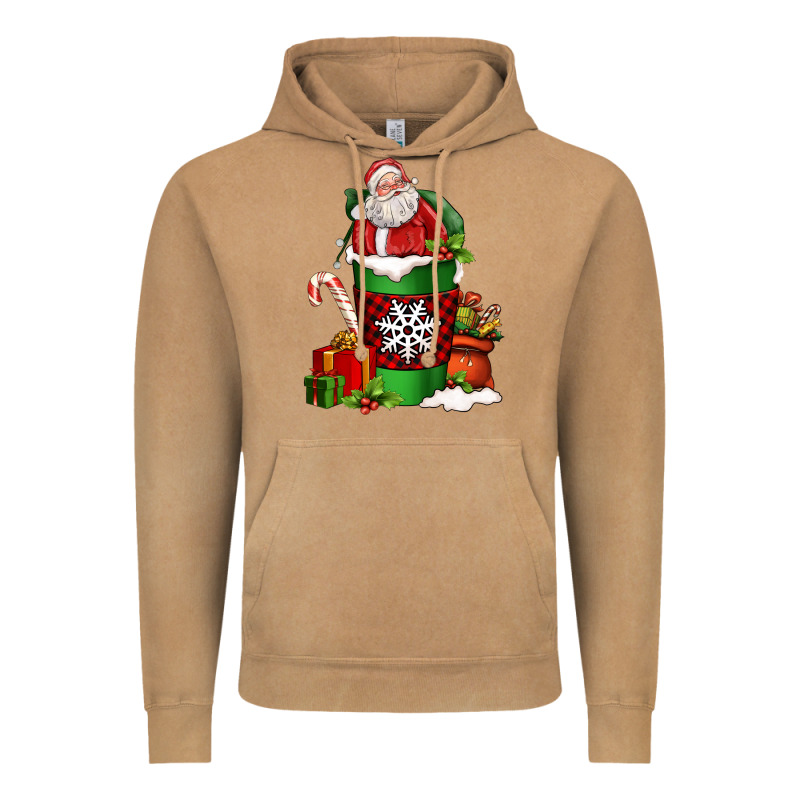 Christmas Santa Claus Coffee Cup Vintage Hoodie by FaDigitalArtStudio | Teevron
