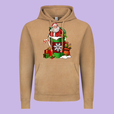 Christmas Santa Claus Coffee Cup Vintage Hoodie Designed By Fadigitalartstudio