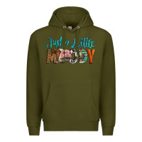 Army Green Western Just A Little Moody Cow Premium Hoodie - LillyAllenDesigns
