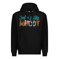 Black Western Just A Little Moody Cow Premium Hoodie - LillyAllenDesigns