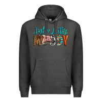 Charcoal Heather Western Just A Little Moody Cow Premium Hoodie - LillyAllenDesigns