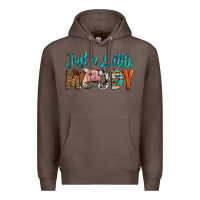 Coffee Western Just A Little Moody Cow Premium Hoodie - LillyAllenDesigns