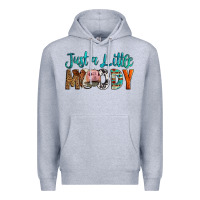 Heather Grey Western Just A Little Moody Cow Premium Hoodie - LillyAllenDesigns