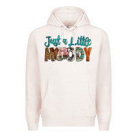 Pale Pink Western Just A Little Moody Cow Premium Hoodie - LillyAllenDesigns