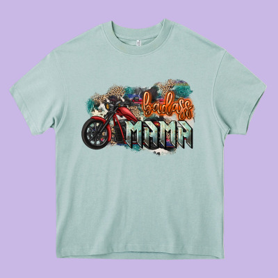 Badass Mama Motorcycle Heavy Core Tee Designed By Howdyjamesfarm