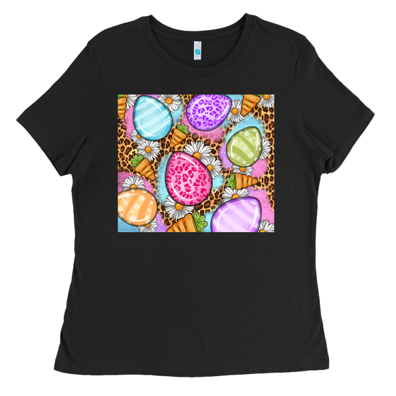 Easter Eggs Daisies Carrots Ladies Tee by OliviaCreatesArt | Teevron