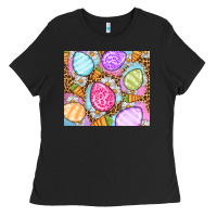 Black Easter eggs daisies carrots Ladies Tee - OliviaCreatesArt