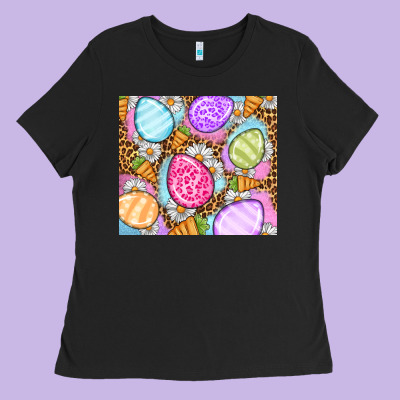Easter Eggs Daisies Carrots Ladies Tee Designed By Oliviacreatesart