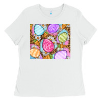 White Easter eggs daisies carrots Ladies Tee - OliviaCreatesArt