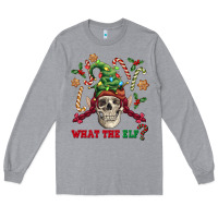Heather Grey what the elf skull Long Sleeve Tee - FaDigitalArtStudio