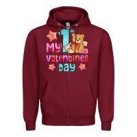 Burgundy my first valentines day Zipper Hoodie - AdoDesignShop
