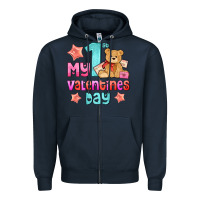 Navy my first valentines day Zipper Hoodie - AdoDesignShop