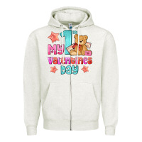 Oatmeal Heather my first valentines day Zipper Hoodie - AdoDesignShop