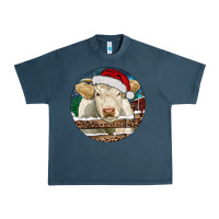 Midnight Navy Charolais Cow Christmas Urban Heavy Tee - RanaPortraitStore