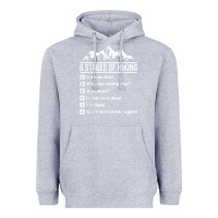 Heather Grey hiking 6 stages of hiking funny hiking nature adventure Heavyweight Hoodie - baoMotion