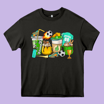 Football Coffee Cups Heavy Core Tee Designed By Howdyjamesfarm