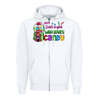 White just a girl who loves candy Zipper Hoodie - AdoDesignShop