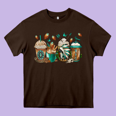 Indian Headdress Coffee Cups Heavy Core Tee Designed By Jasminsmagicworld