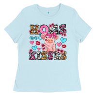 Baby Blue hogs and kisses pig  olivia Ladies Tee - OliviaCreatesArt