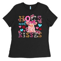 Black hogs and kisses pig  olivia Ladies Tee - OliviaCreatesArt