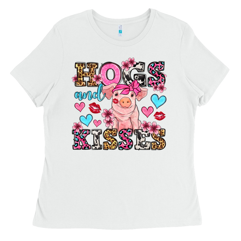 Hogs And Kisses Pig  Olivia Ladies Tee by OliviaCreatesArt | Teevron