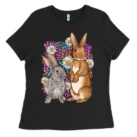 Bunnys Easter With Leopard Background Ladies Tee | Teevron