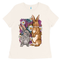 Bone Bunnys Easter with leopard background Ladies Tee - OliviaCreatesArt