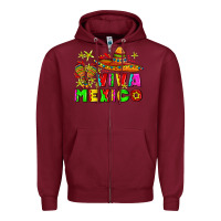 Burgundy viva mexico Zipper Hoodie - AdoDesignShop