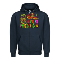 Navy viva mexico Zipper Hoodie - AdoDesignShop