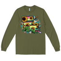 Army Green Louisiana Map Sunflower Cactus Serape Long Sleeve Tee - RanaPortraitStore