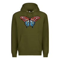 Army Green Patriotic American Butterfly Premium Hoodie - LillyAllenDesigns