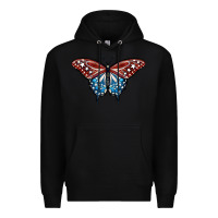 Black Patriotic American Butterfly Premium Hoodie - LillyAllenDesigns