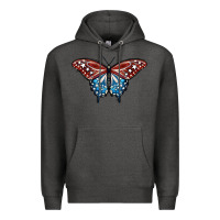 Charcoal Heather Patriotic American Butterfly Premium Hoodie - LillyAllenDesigns