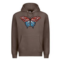 Coffee Patriotic American Butterfly Premium Hoodie - LillyAllenDesigns