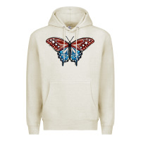 Oatmeal Heather Patriotic American Butterfly Premium Hoodie - LillyAllenDesigns