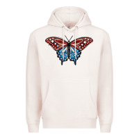 Pale Pink Patriotic American Butterfly Premium Hoodie - LillyAllenDesigns