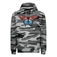 Slate Camo Patriotic American Butterfly Premium Hoodie - LillyAllenDesigns