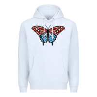 White Patriotic American Butterfly Premium Hoodie - LillyAllenDesigns