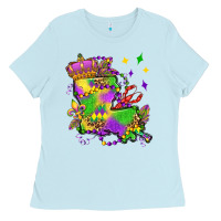 Baby Blue louisiana map mardi gras olivia Ladies Tee - OliviaCreatesArt