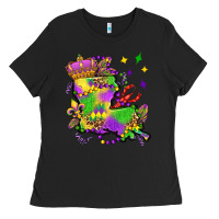 Black louisiana map mardi gras olivia Ladies Tee - OliviaCreatesArt