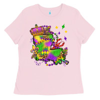 Bubblegum Pink louisiana map mardi gras olivia Ladies Tee - OliviaCreatesArt