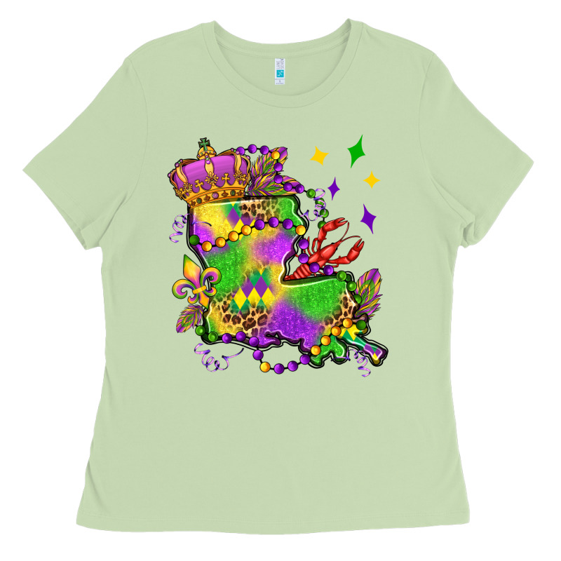 Louisiana Map Mardi Gras Olivia Ladies Tee by OliviaCreatesArt | Teevron